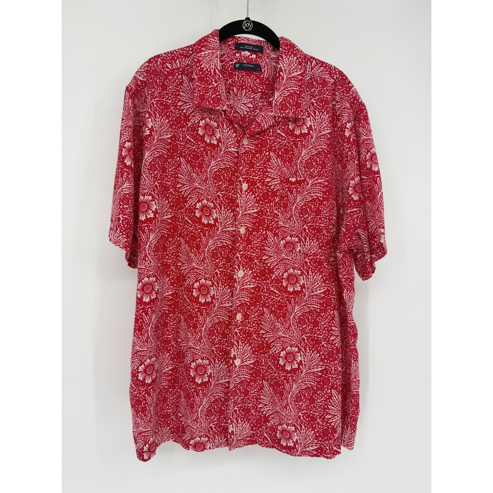 Cremieux Classics Mens XL Red White Floral Lyocell Short Sleeve Shirt